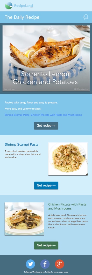 The Daily Recipe E newsletter