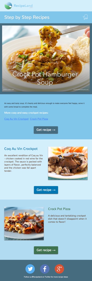 Step by Step Recipes sample e-newsletter