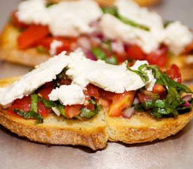 Cherry Tomato and Basil Bruschetta with Goat Cheese