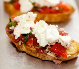 Cherry Tomato and Basil Bruschetta with Goat Cheese