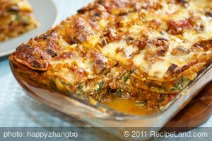 Four Cheese and Spinach Lasagna with Mushroom Ragu 