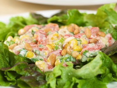 Greens with Roasted Corn and Pepper Salad