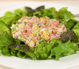 Greens with Roasted Corn and Pepper Salad