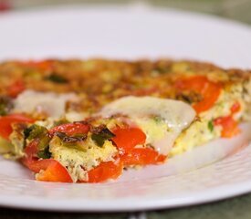 Red Pepper, Green Onions and Cheddar Cheese Frittata