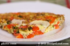 Red Pepper, Green Onions and Cheddar Cheese Frittata