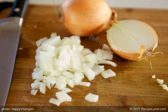 First chop up the onions.