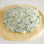 Top with ricotta-spinach mixture 