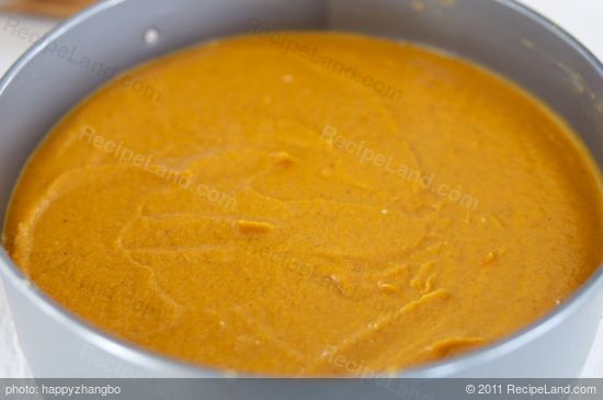 Pour half of pumpkin mixture into prepared crust. 