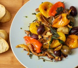 Sage Fried Baby Peppers, Garlic and Olives