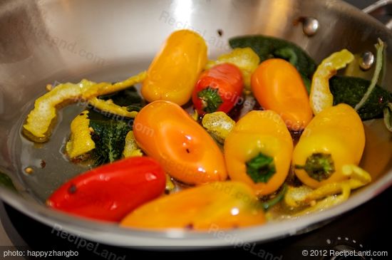 Stir in the baby bell peppers,