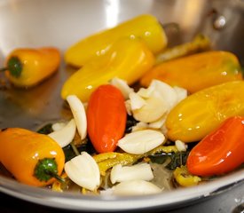 Sage Fried Baby Peppers, Garlic and Olives