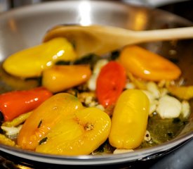 Sage Fried Baby Peppers, Garlic and Olives