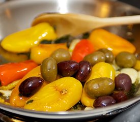 Sage Fried Baby Peppers, Garlic and Olives