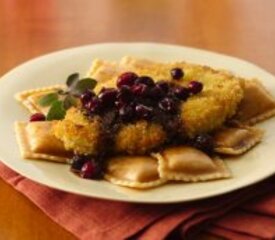 Turkey Scallopini and Squash Ravioli with Cranberry Brown Butter