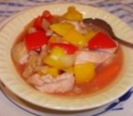 Crockpot Sweet and Sour Chicken Stew with Sweet Peppers