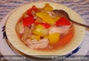 Crockpot Sweet and Sour Chicken Stew with Sweet Peppers