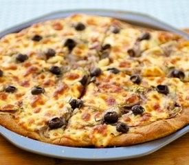 Whole Wheat Rosemary, Onion and Olives Focaccia Pizza