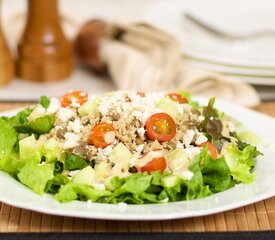 Couscous, Lentil and Mixed Green Salad with Garlic Dijon Vinaigrette