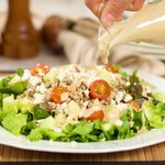 Couscous, Lentil and Mixed Green Salad with Garlic Dijon Vinaigrette