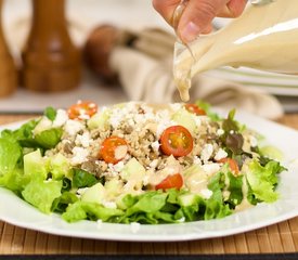 Couscous, Lentil and Mixed Green Salad with Garlic Dijon Vinaigrette