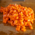 Dice the carrots.
