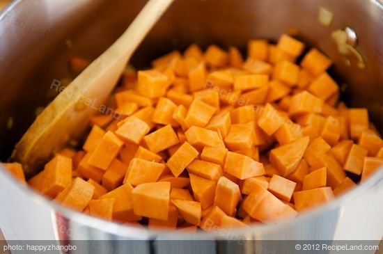 Add the sweet potatoes.