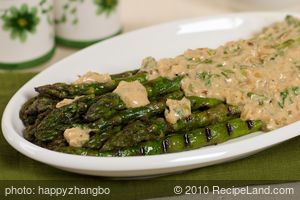 Asparagus Grilled with Curried Yogurt Dressing recipe