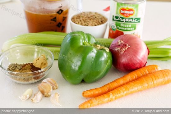 These are the ingredients for making the lentil chili.