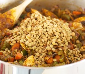 Lentil Chili Topped with Cornbread