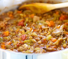 Lentil Chili Topped with Cornbread