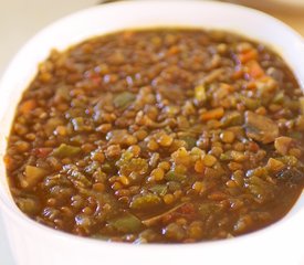 Lentil Chili Topped with Cornbread