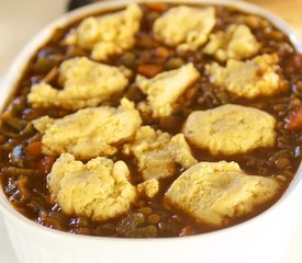 Lentil Chili Topped with Cornbread