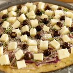 Place mozzarella cubes, black olives
