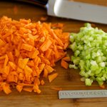 Chop up the carrots, celery,
