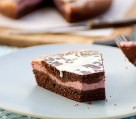 Valentine's Day Raspberry Cream Brownie Wedges