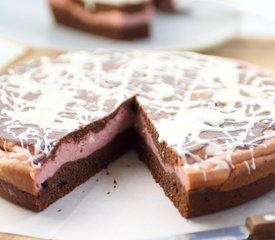 Valentine's Day Raspberry Cream Brownie Wedges