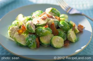 Creamy Brussels Sprouts with Bacon Horseradish Sauce recipe