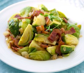 Brussels Sprouts with Bacon and Onions Stir-fry