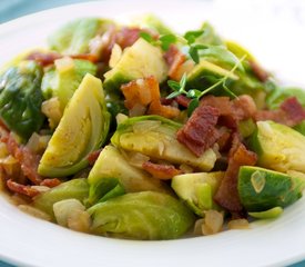 Brussels Sprouts with Bacon and Onions Stir-fry