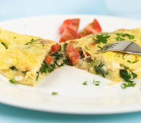 Breakfast Spinach and Tomato Cheese Omelet