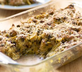 Spinach, Artichoke and Swiss Cheese Bread Pudding 