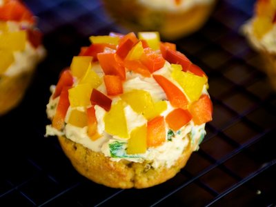 Jalapeno Corn Muffins with Savory Cream Cheese Frosting