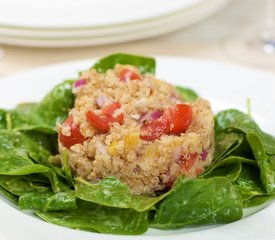 Toasted Quinoa Salad with Dried Apricots, Cherry Tomato and Baby Spinach