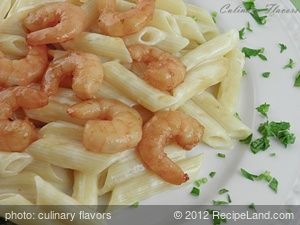 Penne Alfredo with Asian Flavored Shrimps