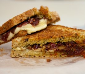 Caramelized Onion, Basil Pesto and Sun-Dried Tomato Grilled Cheese