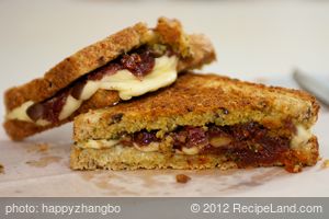 Caramelized Onion, Basil Pesto and Sun-Dried Tomato Grilled Cheese