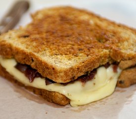 Caramelized Onion, Basil Pesto and Sun-Dried Tomato Grilled Cheese