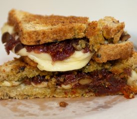 Caramelized Onion, Basil Pesto and Sun-Dried Tomato Grilled Cheese