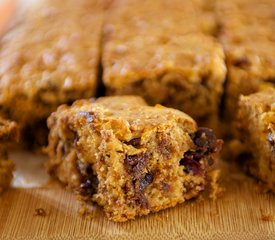 Applesauce Peanut Butter, Chocolate and Dried Fruit Coffee Cake