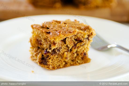 Applesauce Peanut Butter, Chocolate and Dried Fruit Coffee Cake